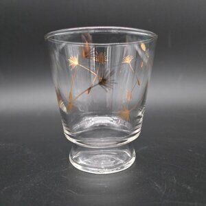 1960s MCM Libbey Windblown Gold Dandelion Seed Juice Glass 3"